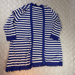 Talbots Stripes Blue, White Cardigan Size 1X